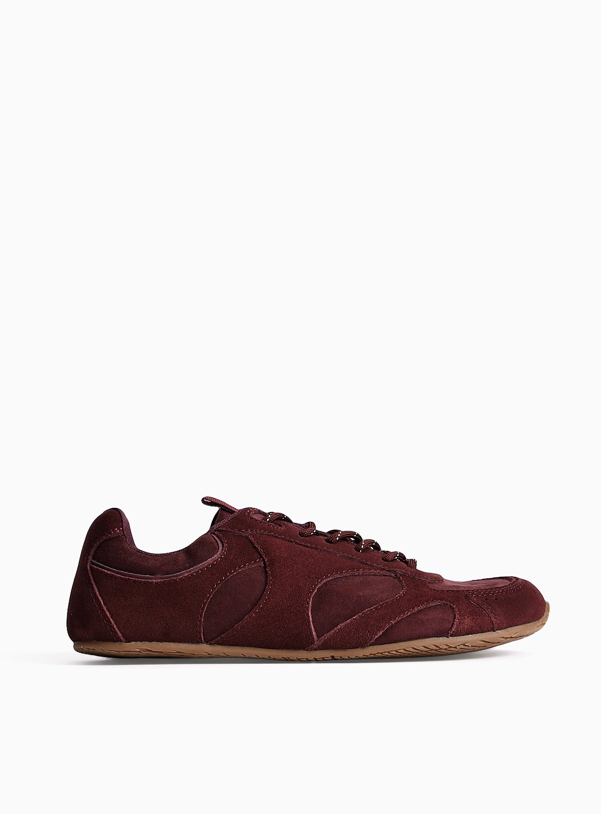 Dark Red Retro Sporty Suede Trainers 7 - Image 3 thumbnail